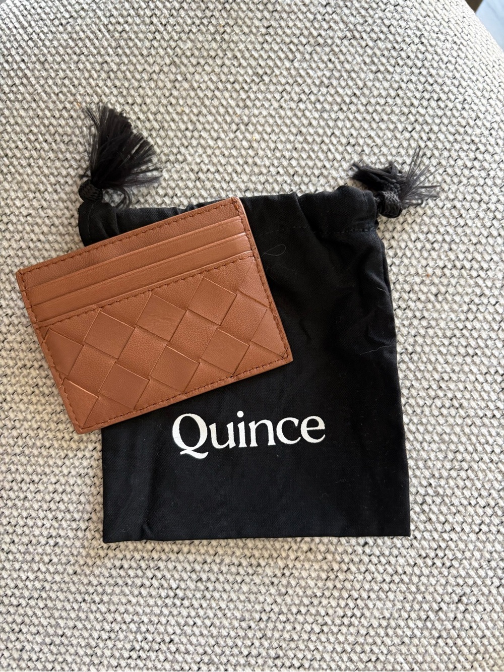 Quince Brown Woven Leather Card & Key Holder